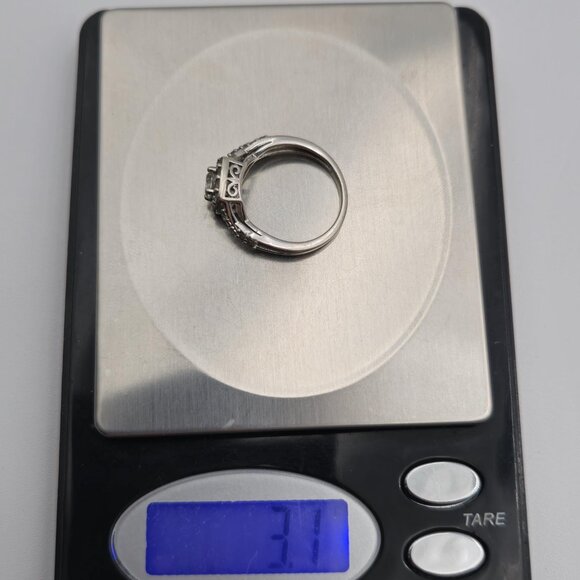 Size 7 Sterling Silver Clear Sapphire Gems Band Ring A3197 - Picture 10 of 10